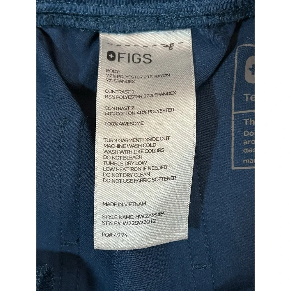 FIGS Technical High Waisted Zamora Cargo Jogger Deep Reef Size S W22SW2012 Nurse